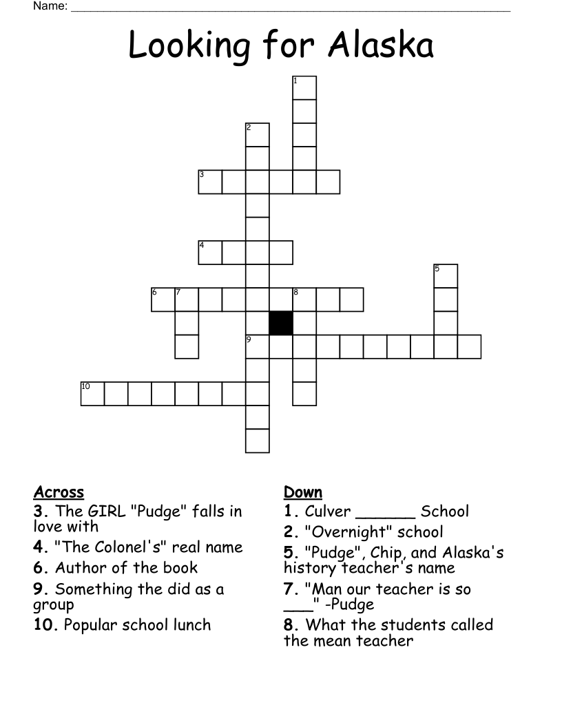 Looking for Alaska Crossword