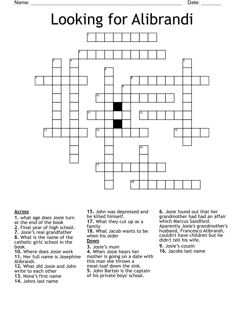 Looking for Alibrandi Crossword