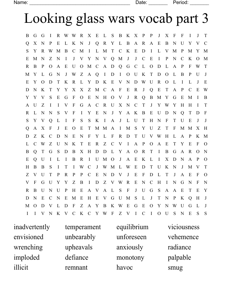 Looking glass wars vocab part 3 Word Search