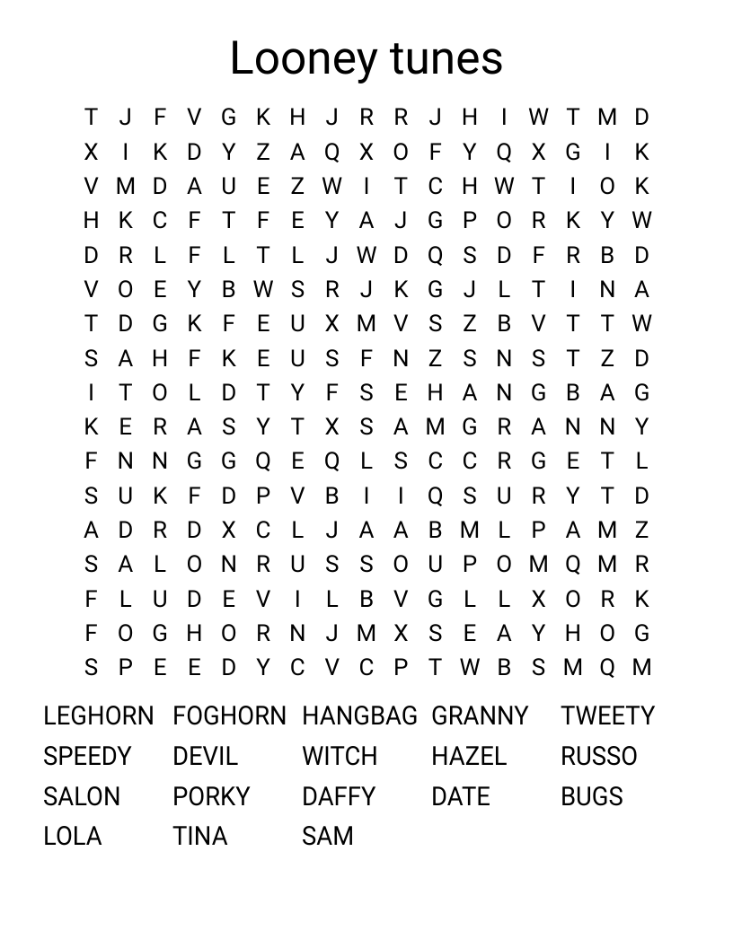 Looney tunes Word Search