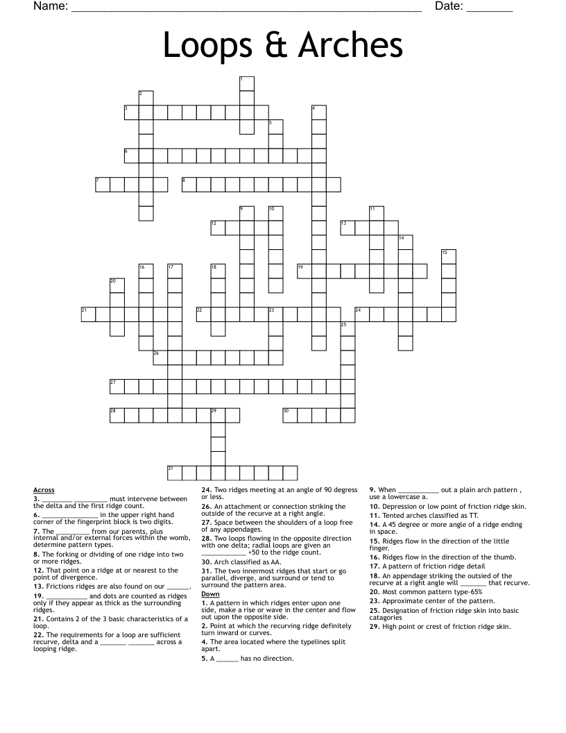 Loops & Arches Crossword