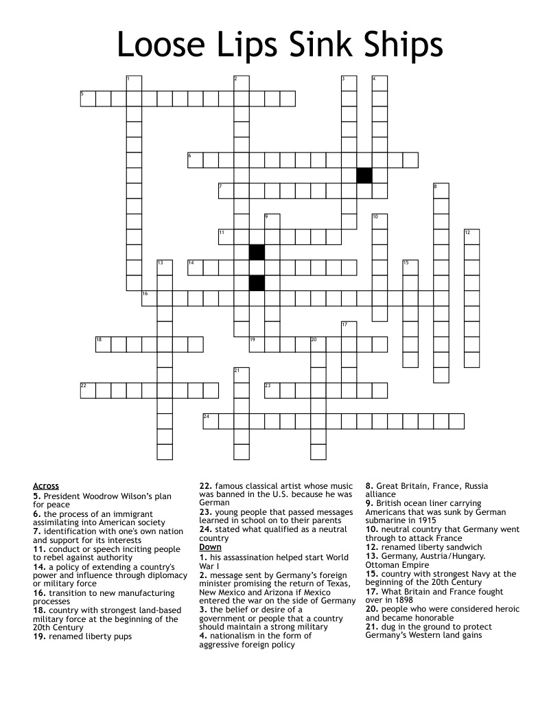 Loose Lips Sink Ships Crossword