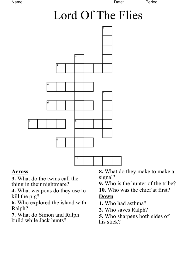 Lord Of The Flies Crossword