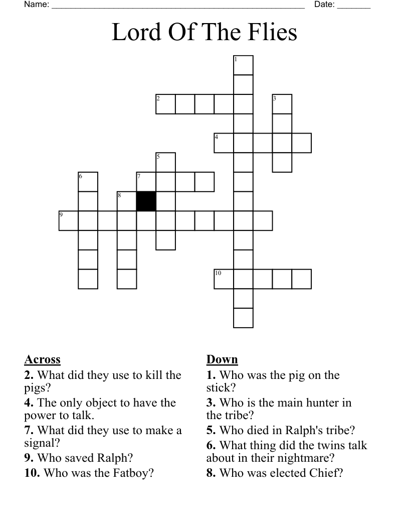 Lord Of The Flies Crossword