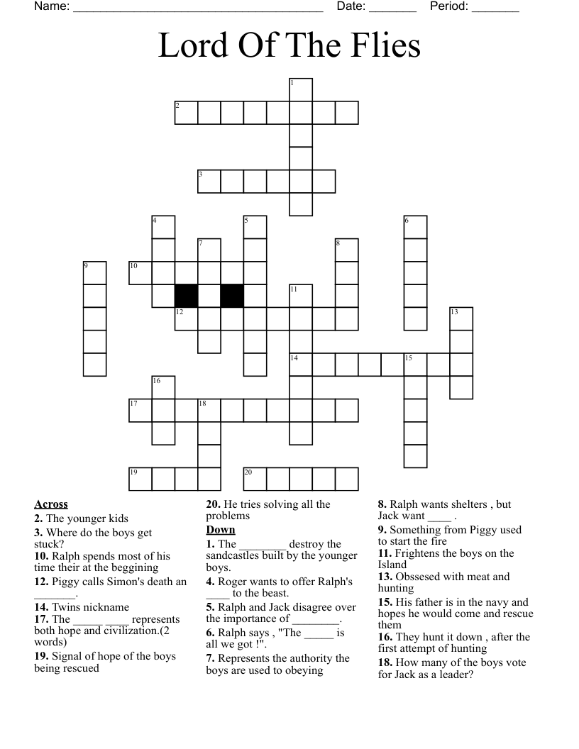 Lord Of The Flies Crossword