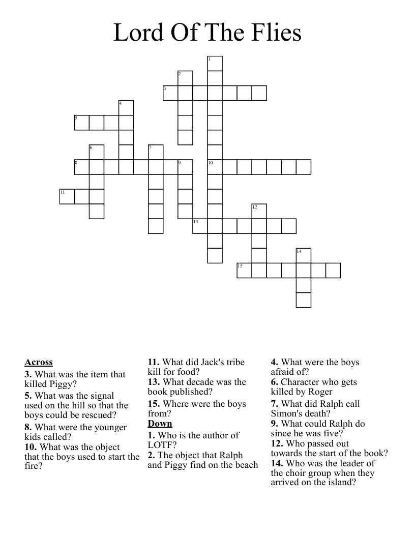 Lord Of The Flies Crossword