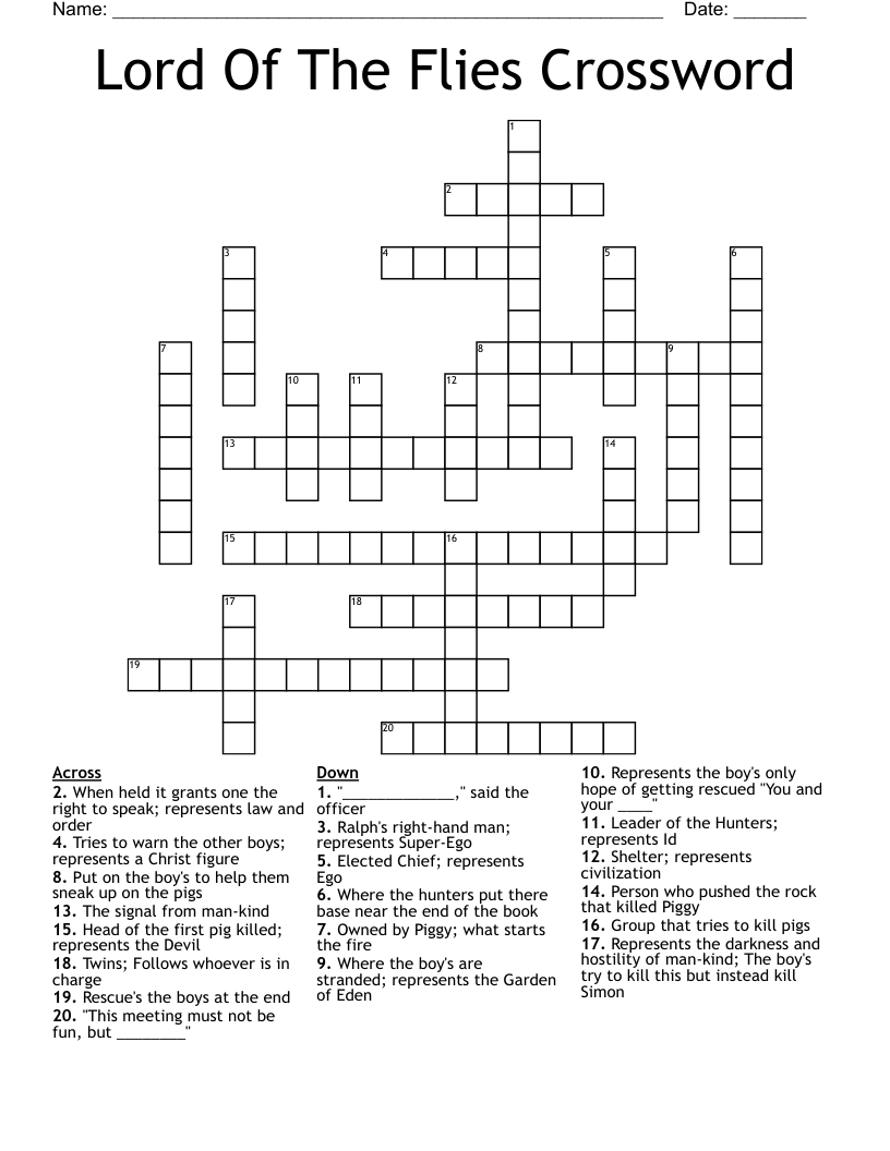 Lord Of The Flies Crossword