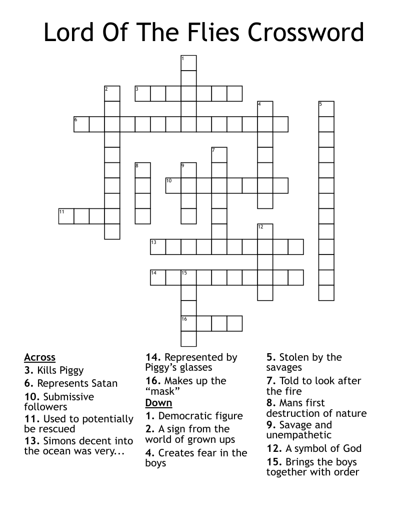 Lord Of The Flies Crossword