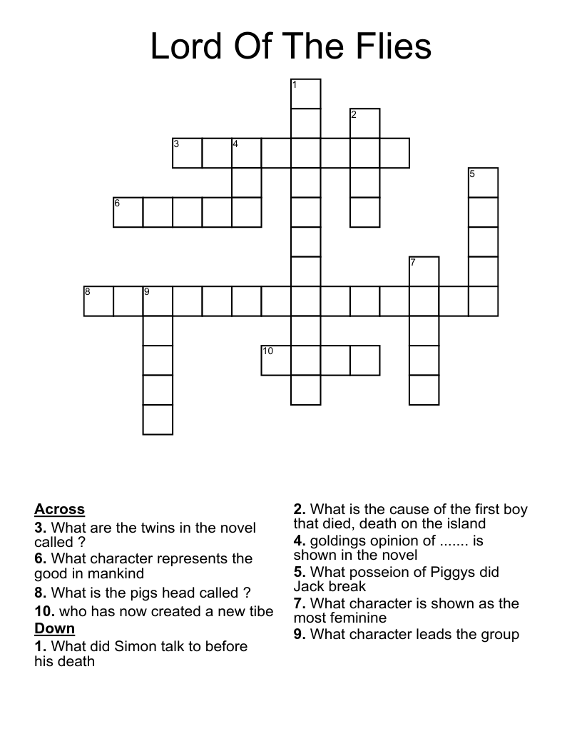 Lord Of The Flies  Crossword