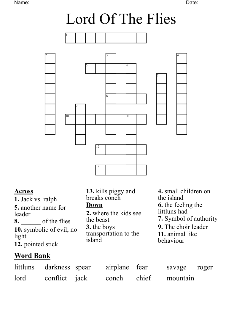 Lord Of The Flies  Crossword