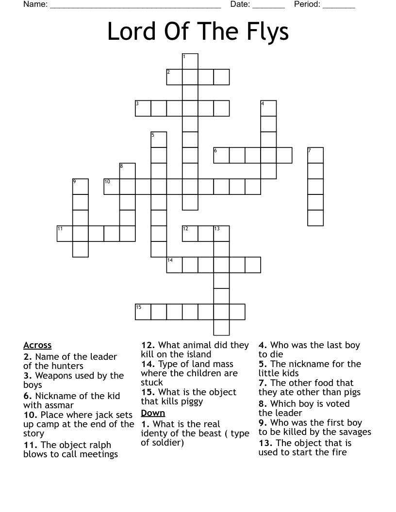 Lord Of The Flys Crossword