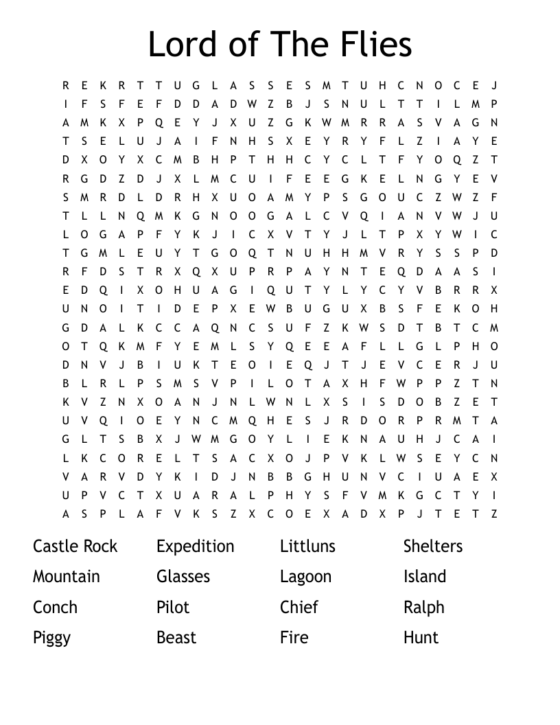 Lord of The Flies Word Search
