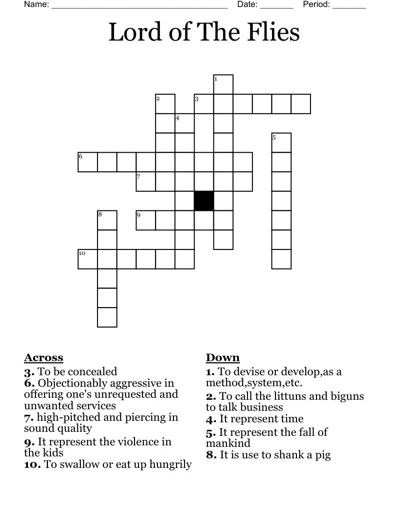 Lord of The Flies Crossword