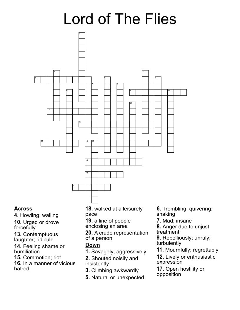 Lord of The Flies Crossword