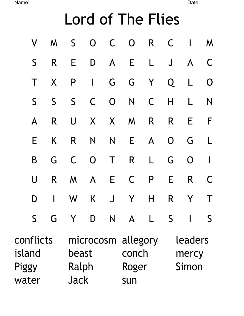 Lord of The Flies  Word Search