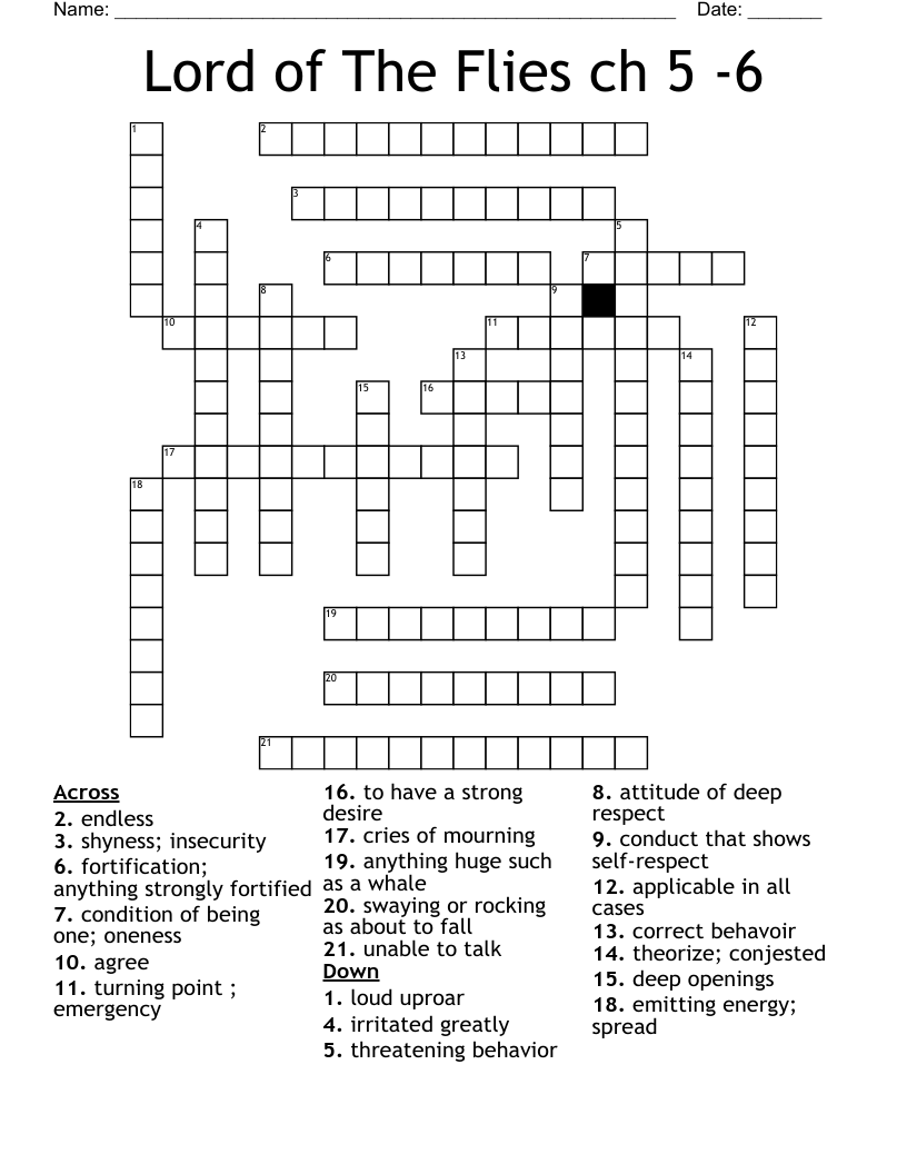 Lord of The Flies ch 5 -6 Crossword