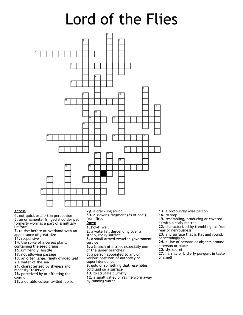 Lord of the Flies Crossword