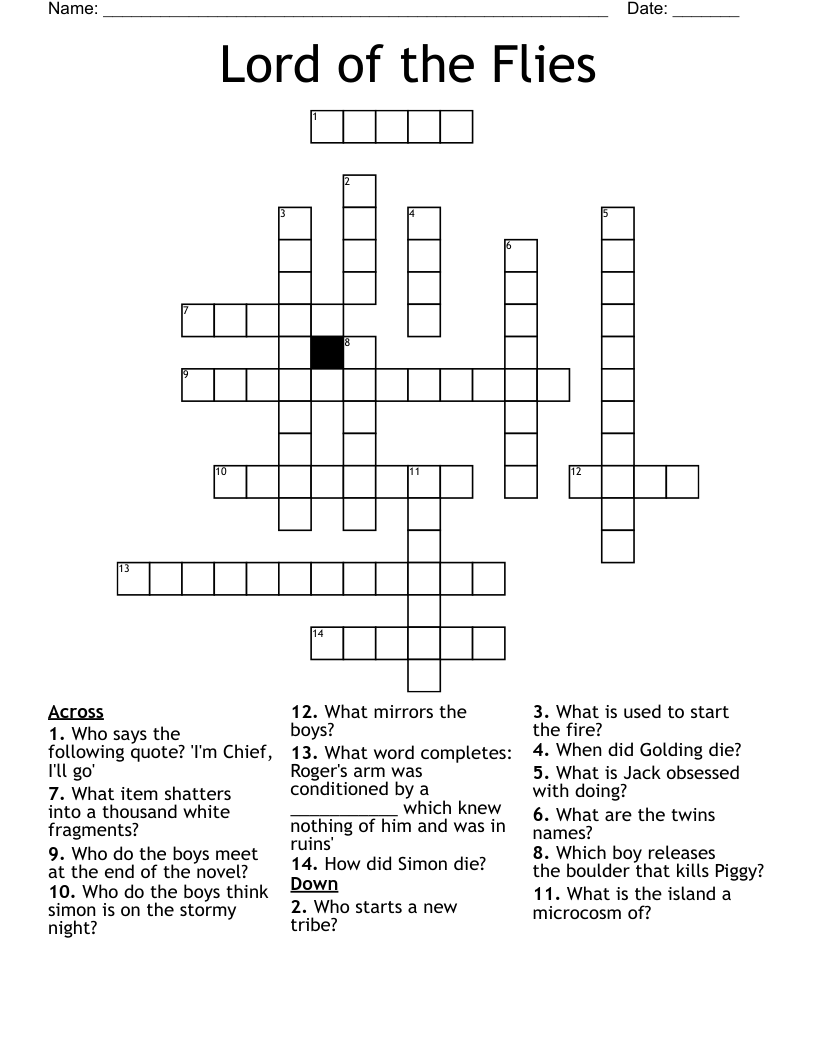 Lord of the Flies Crossword