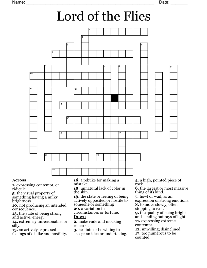 Lord of the Flies Crossword