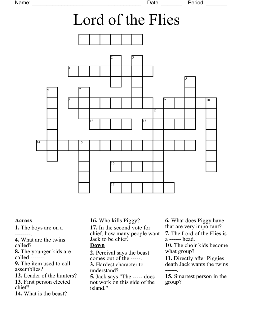 Lord of the Flies Crossword