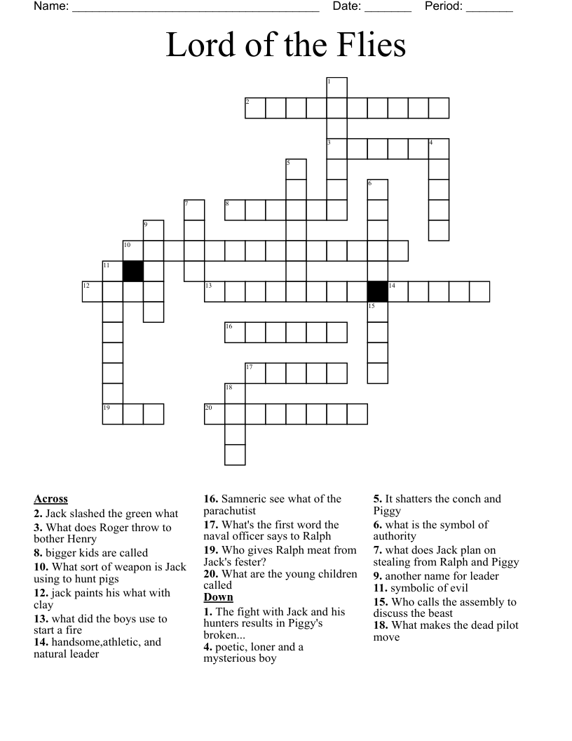 Lord of the Flies Crossword