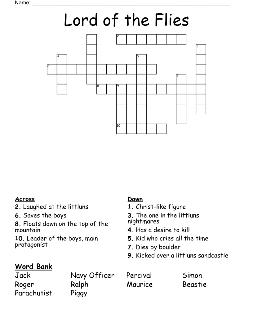 Lord of the Flies Crossword