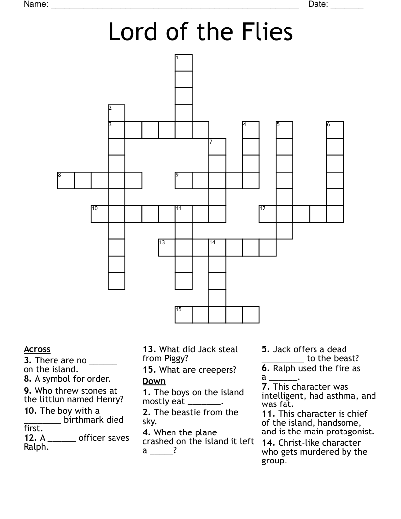 Lord of the Flies Crossword