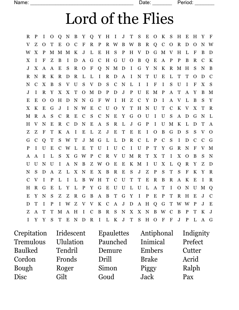 Lord of the Flies Word Search