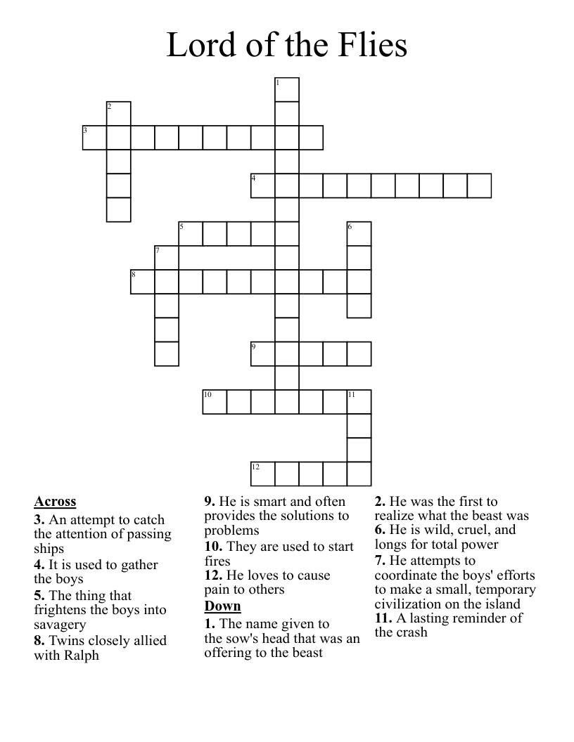 Lord of the Flies Crossword
