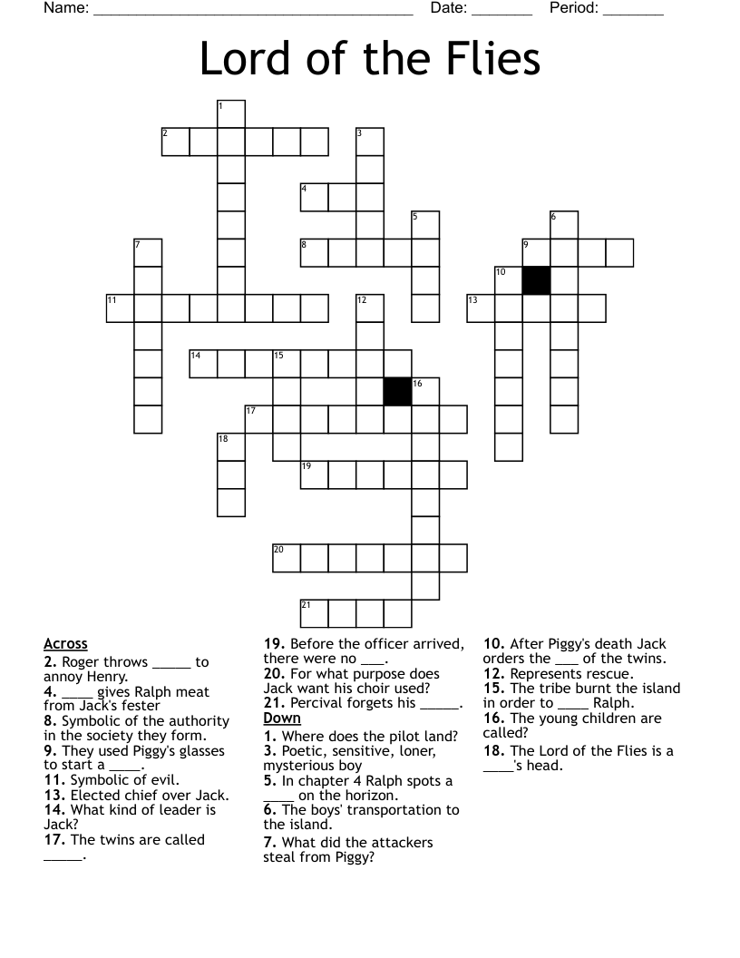 Lord of the Flies Crossword