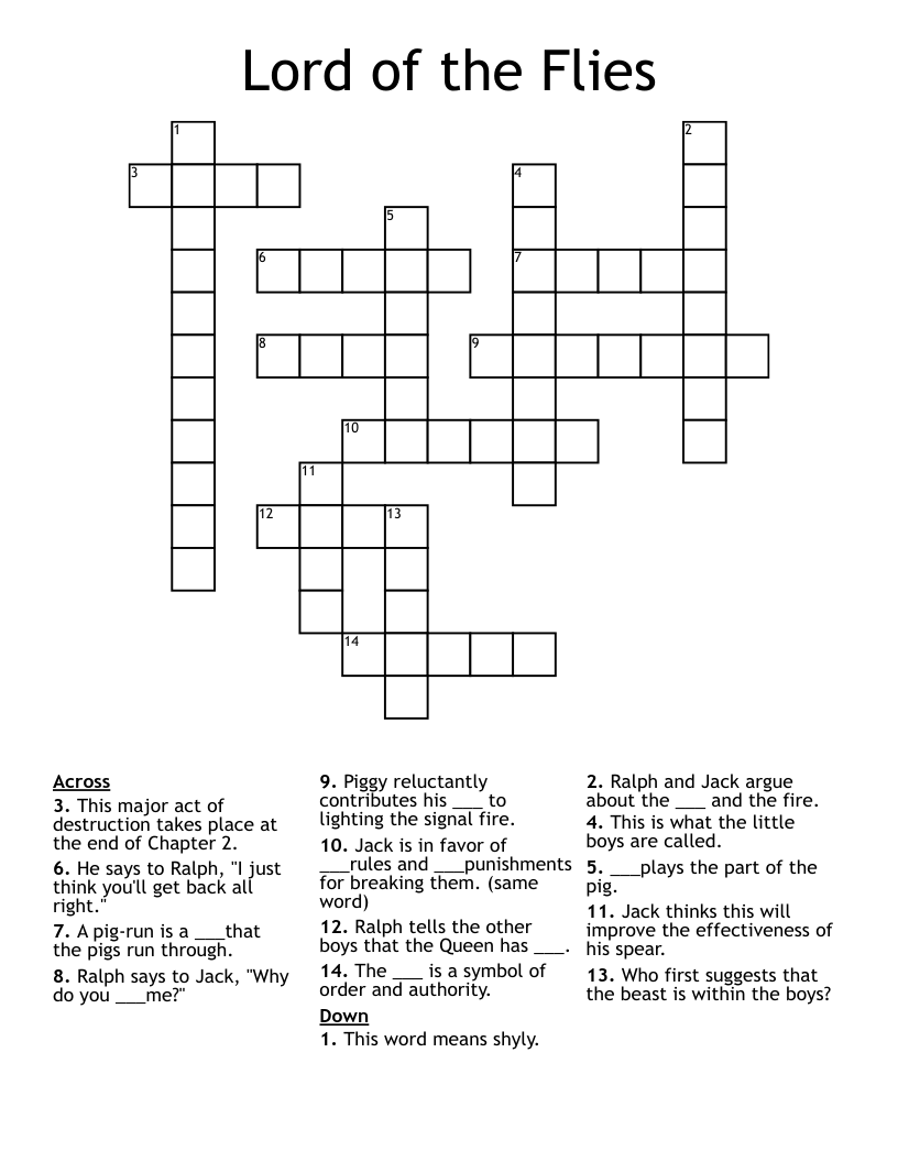 Lord of the Flies Crossword