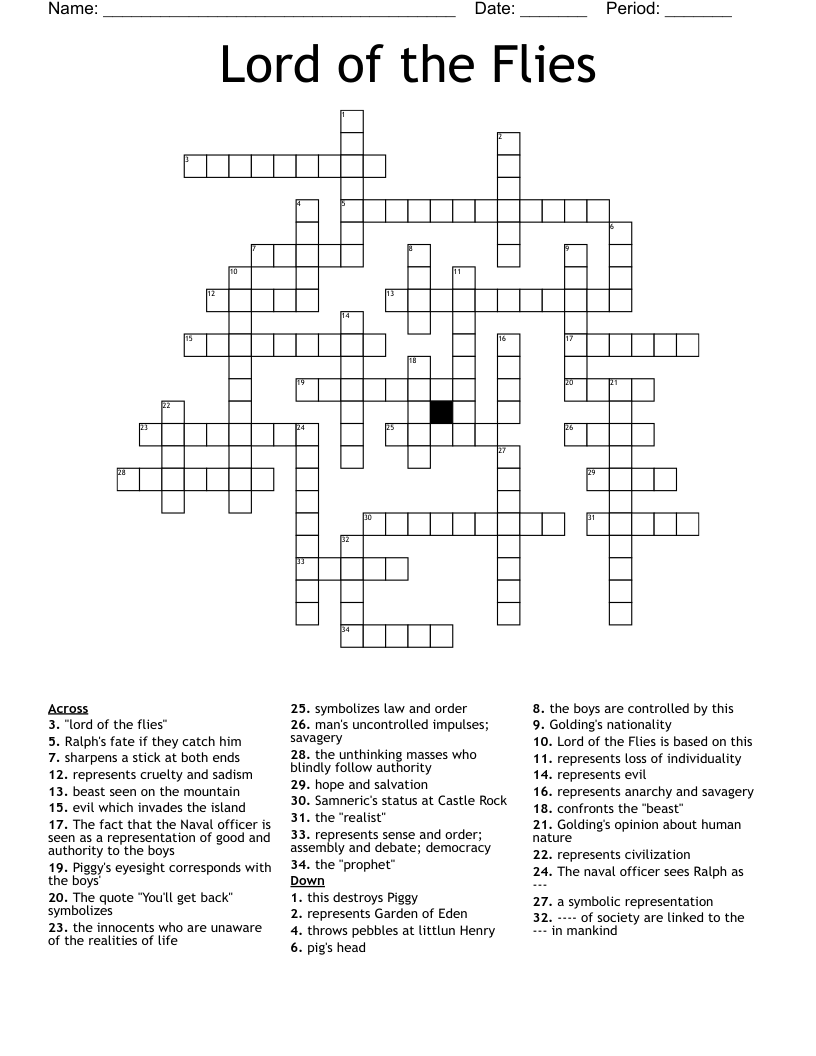 Lord of the Flies Crossword