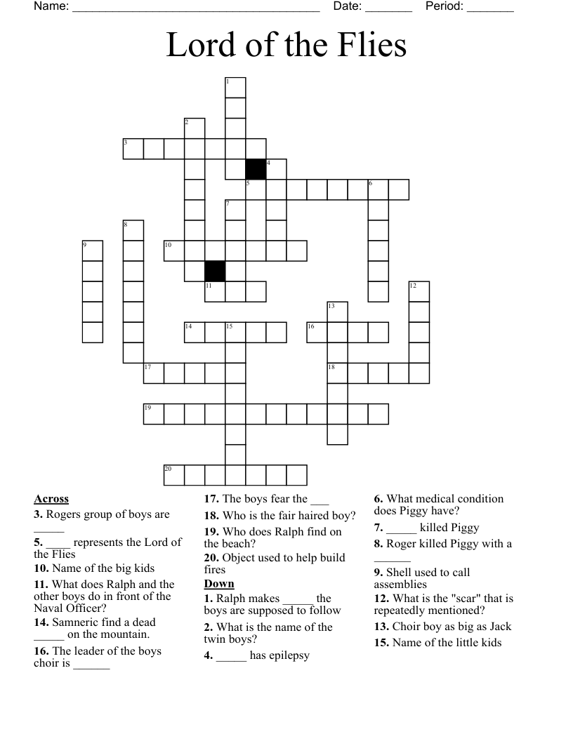 Lord of the Flies Crossword