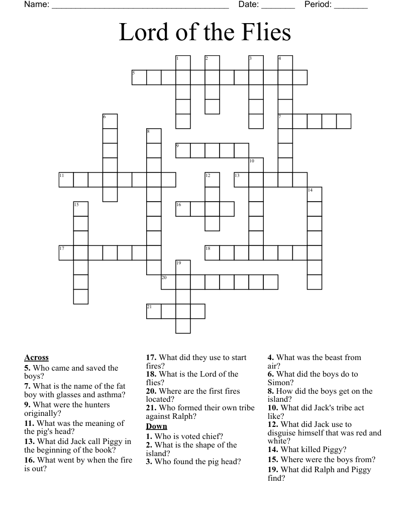 Lord of the Flies Crossword