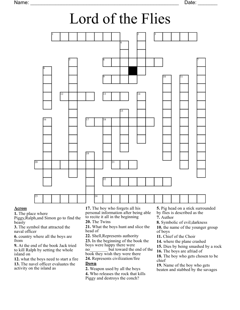Lord of the Flies Crossword