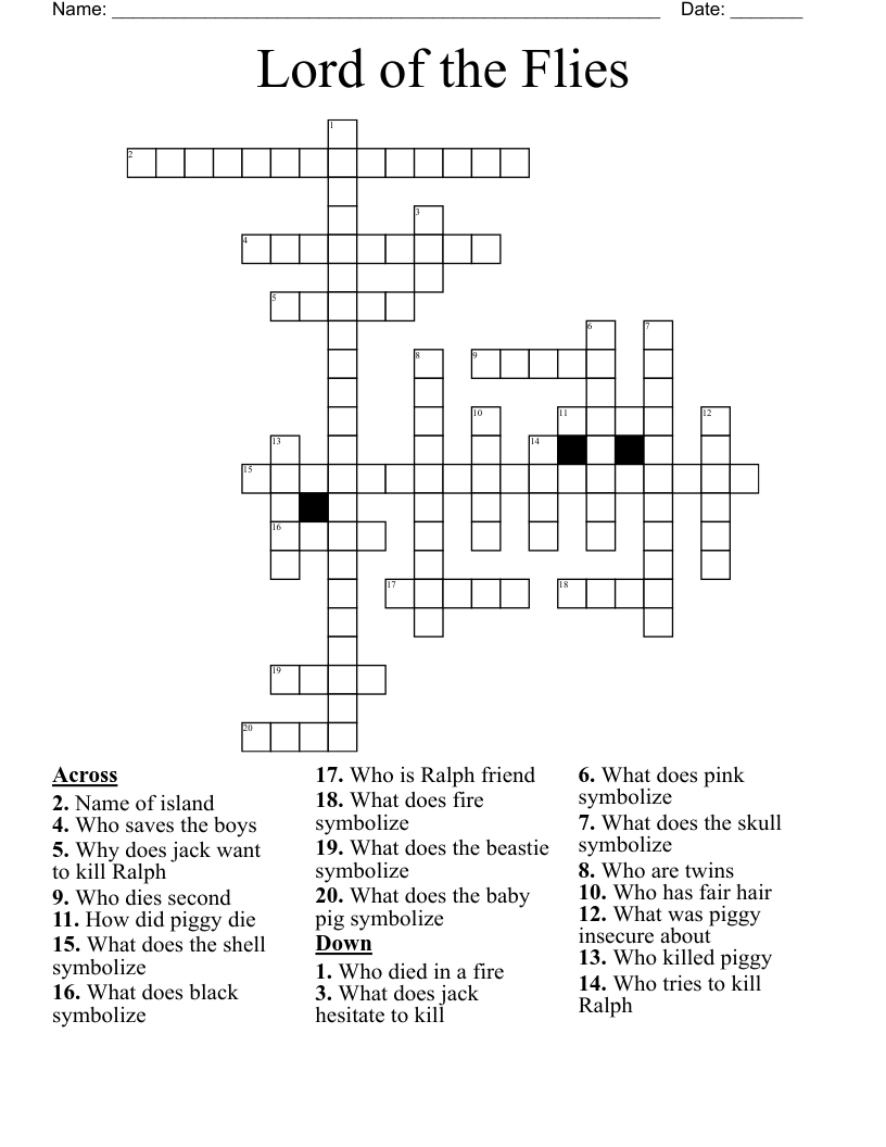 Lord of the Flies Crossword