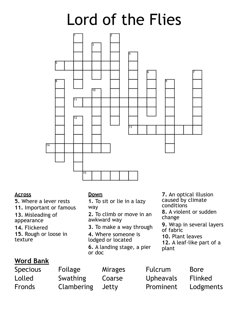 Lord of the Flies Crossword
