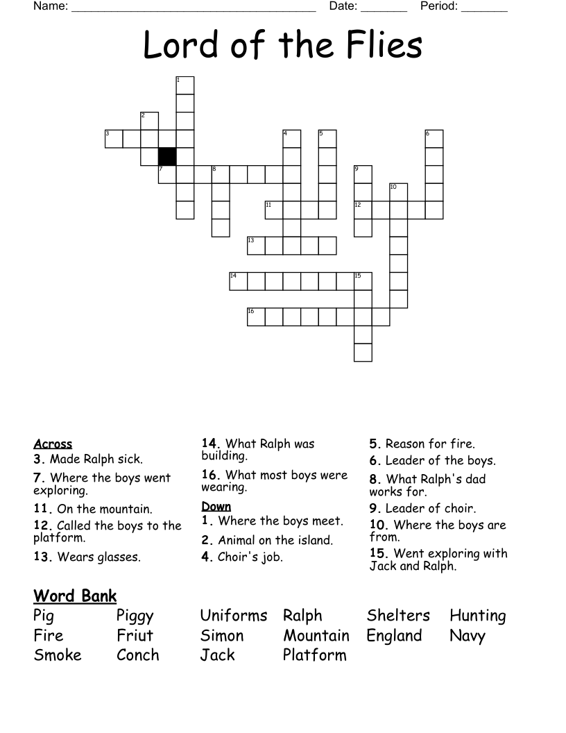 Lord of the Flies Crossword