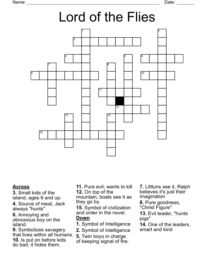 Lord of the Flies Crossword