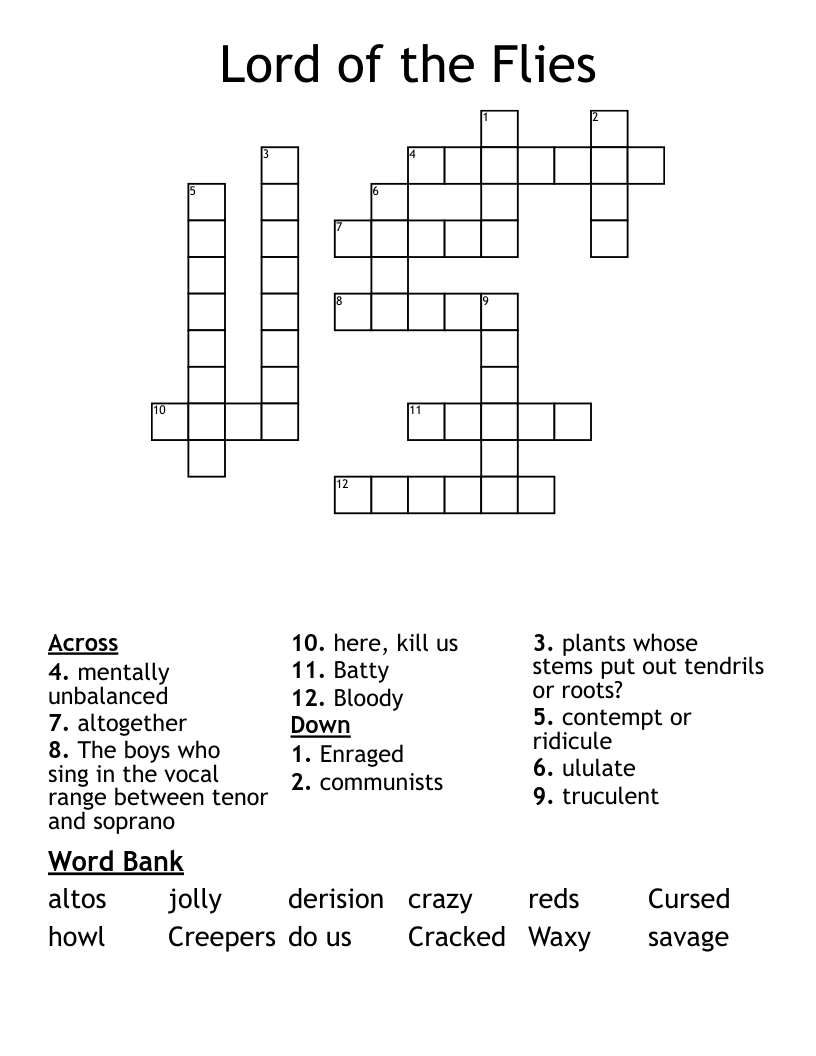 Lord of the Flies Crossword
