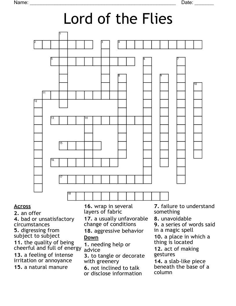 Lord of the Flies Crossword