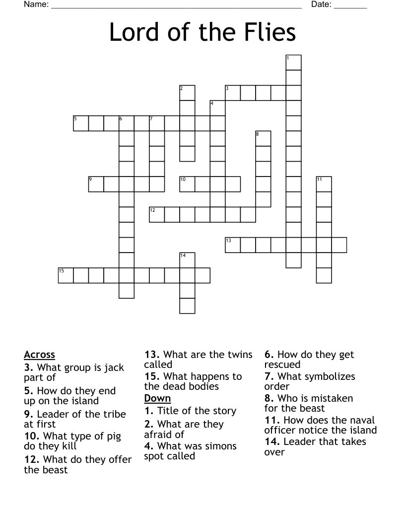Lord of the Flies Crossword