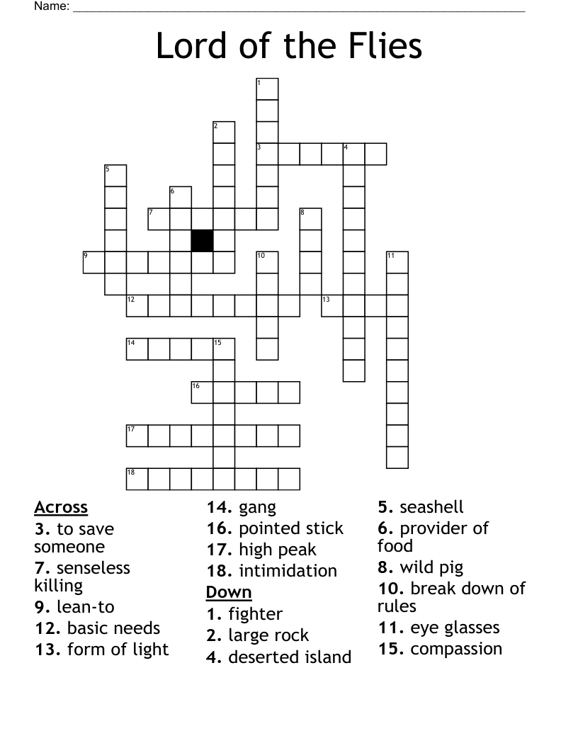 Lord of the Flies Crossword