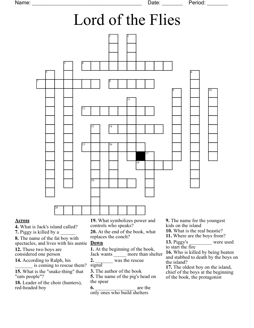 Lord of the Flies Crossword