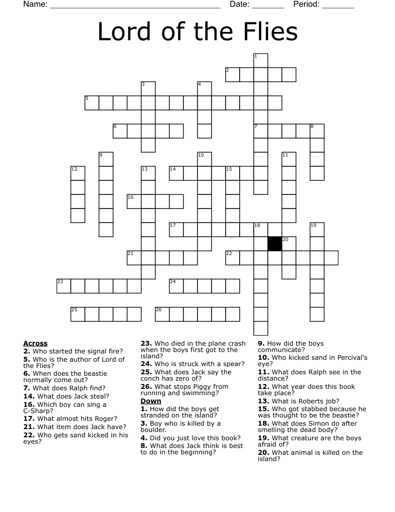 Lord of the Flies Crossword