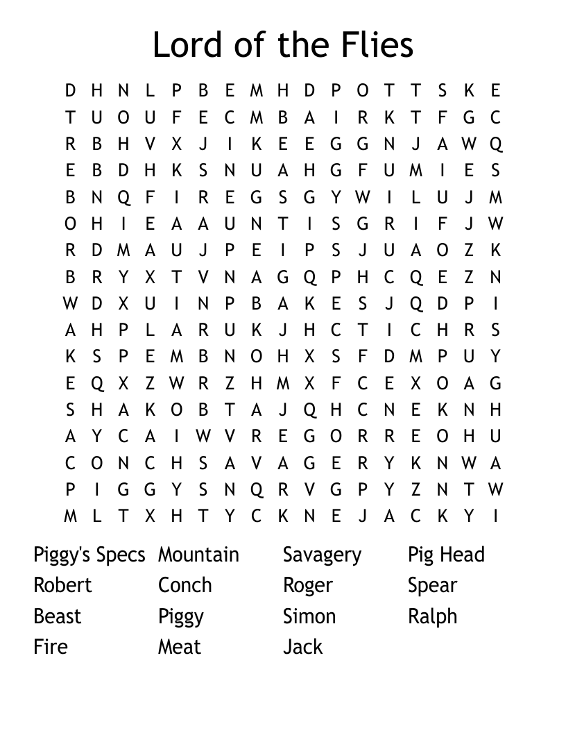 Lord of the Flies Word Search