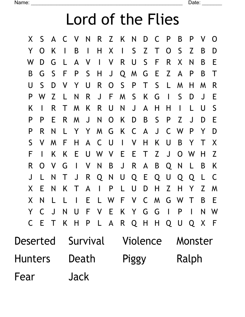 Lord of the Flies Word Search