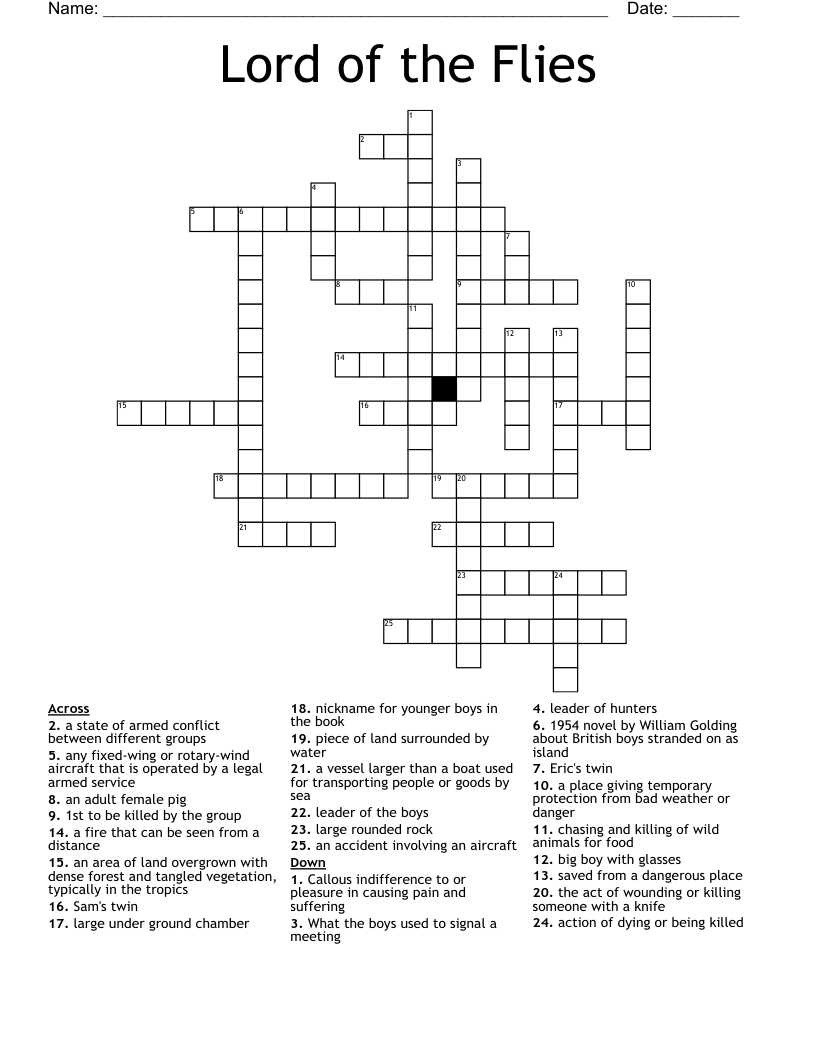 Lord of the Flies Crossword