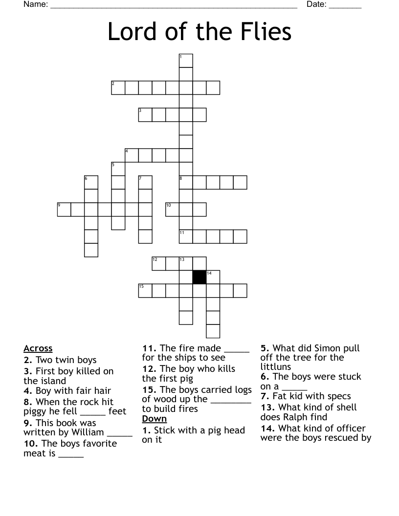Lord of the Flies Crossword