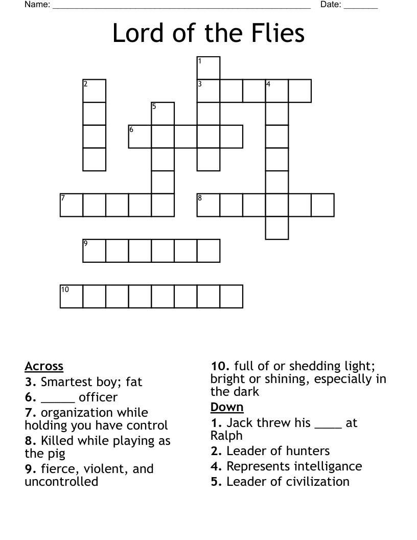 Lord of the Flies Crossword